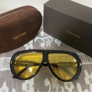 Tom Ford Black Frame Sunglasses with Yellow Lenses